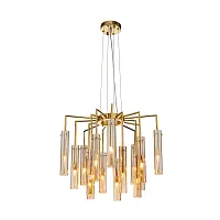 Люстра подвесная Orgel 4500-15P Favourite янтарная на 15 ламп, основание золотое в стиле современный Люстра подвесная Orgel 4500-15P Favourite янтарная на 15 ламп, основание золотое в стиле современный